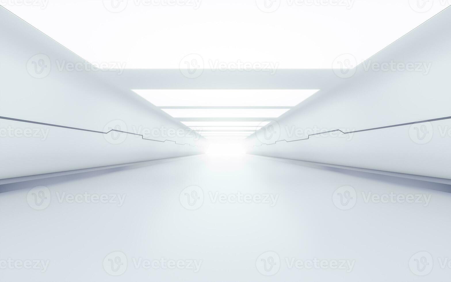 Empty white tunnel with futuristic style, 3d rendering. photo