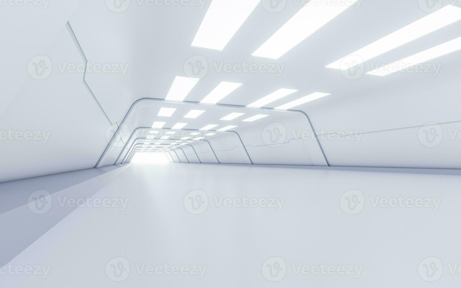 Empty white tunnel with futuristic style, 3d rendering. photo