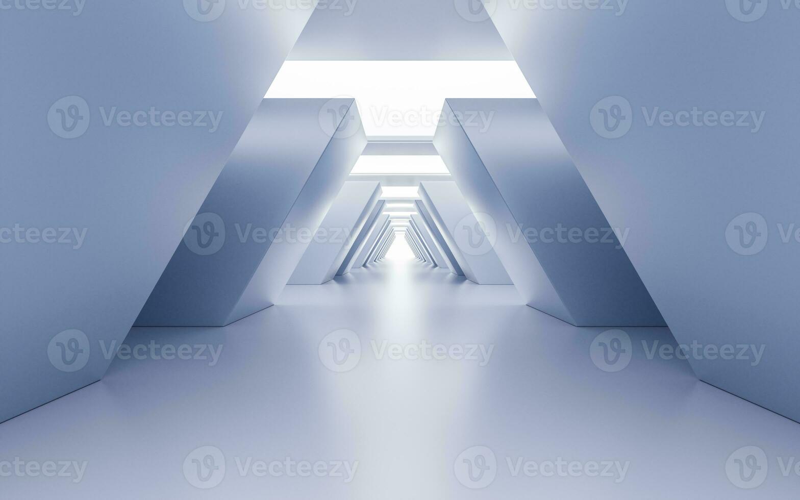 Empty white tunnel with futuristic style, 3d rendering. photo