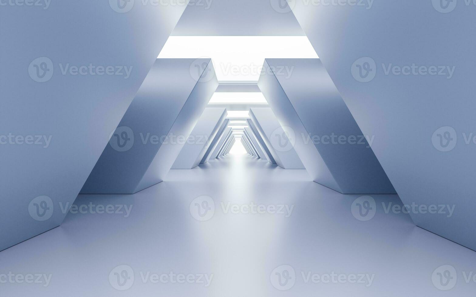 Empty white tunnel with futuristic style, 3d rendering. photo