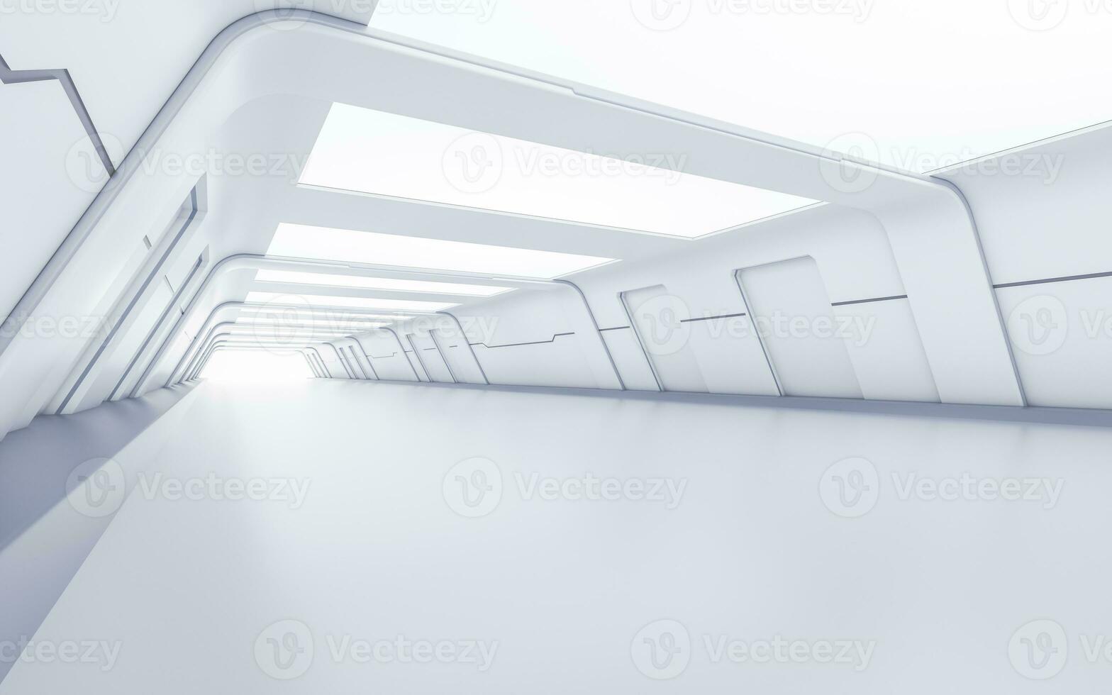 Empty white tunnel with futuristic style, 3d rendering. photo