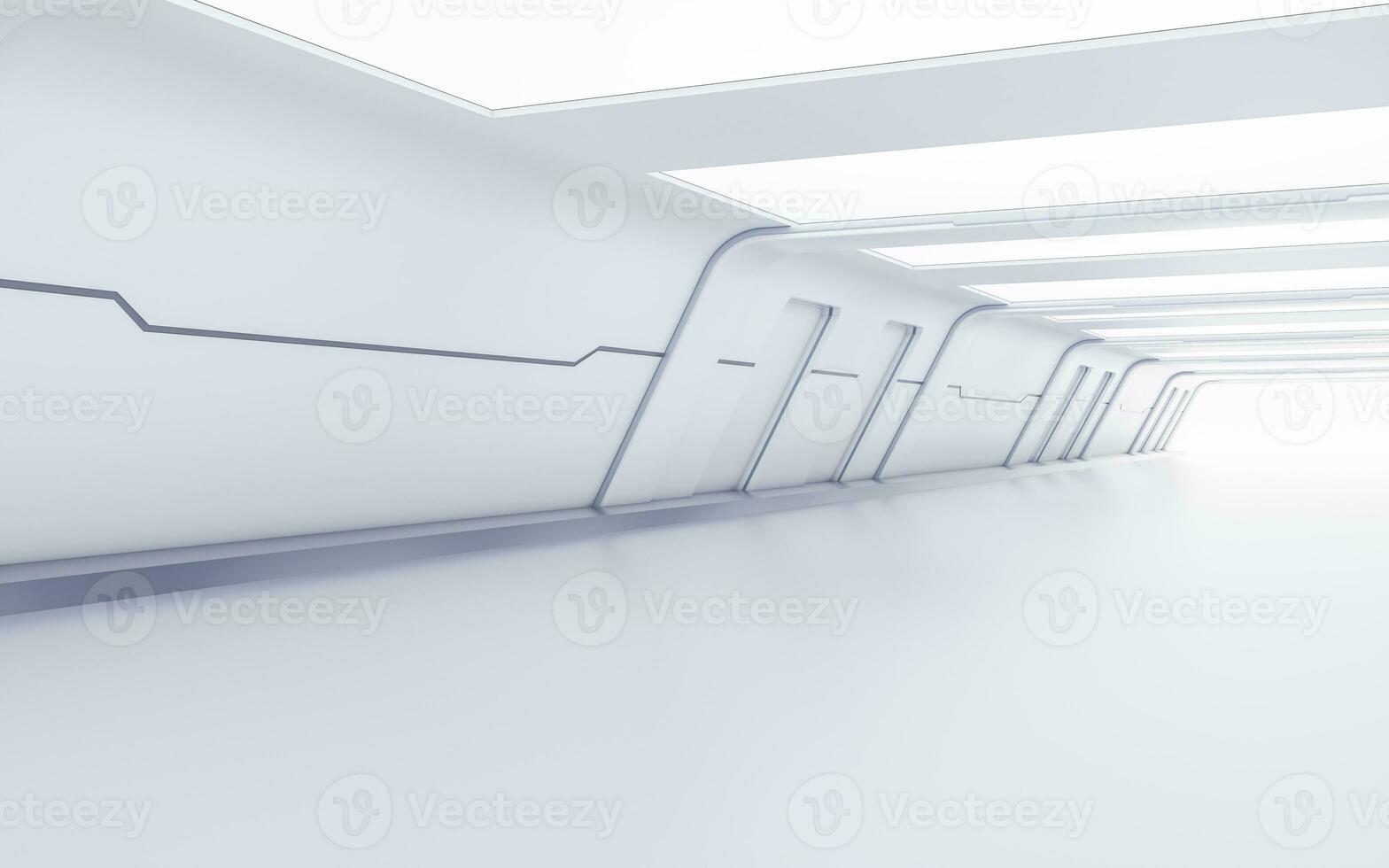 Empty white tunnel with futuristic style, 3d rendering. photo
