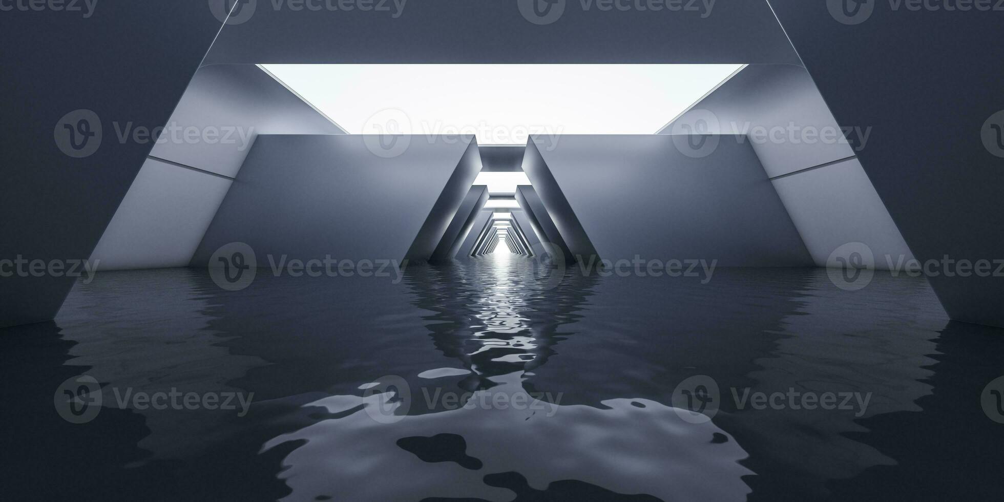 Empty tunnel with futuristic style, 3d rendering. photo