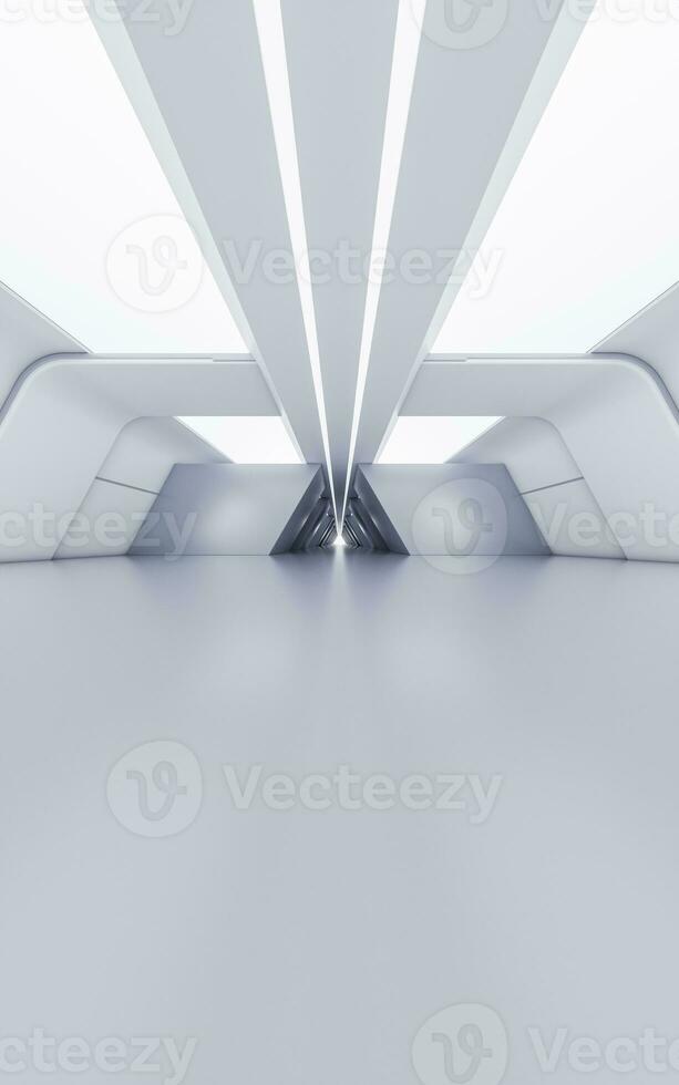 Empty white tunnel with futuristic style, 3d rendering. photo