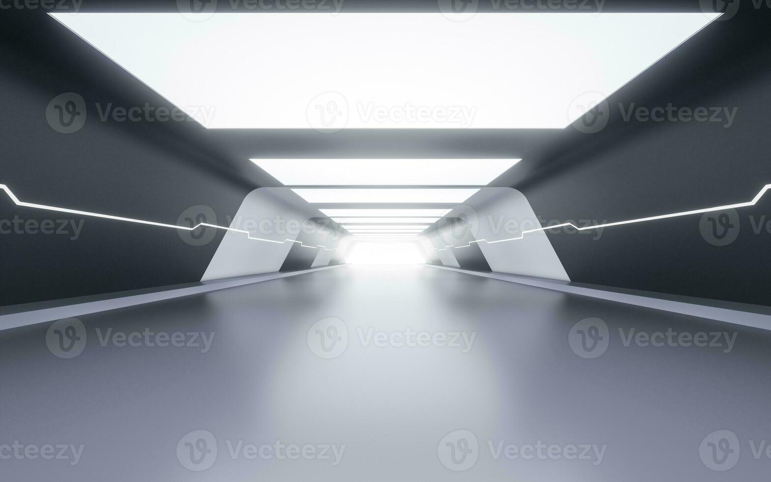 Empty tunnel with futuristic style, 3d rendering. photo