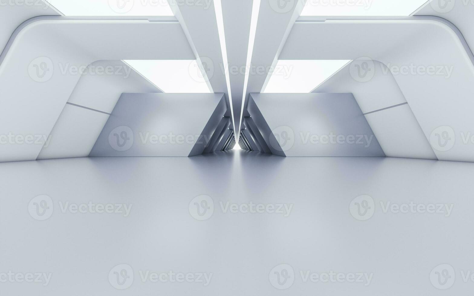 Empty white tunnel with futuristic style, 3d rendering. photo