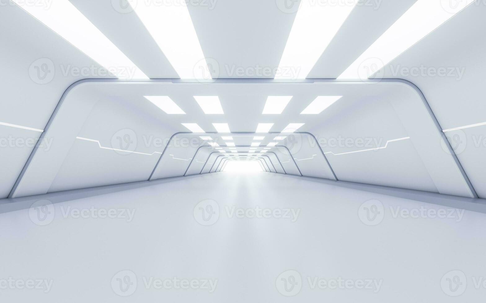 Empty white tunnel with futuristic style, 3d rendering. photo