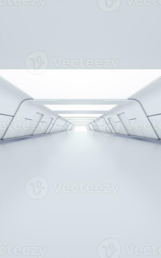 vacío blanco túnel con futurista estilo, 3d representación. foto