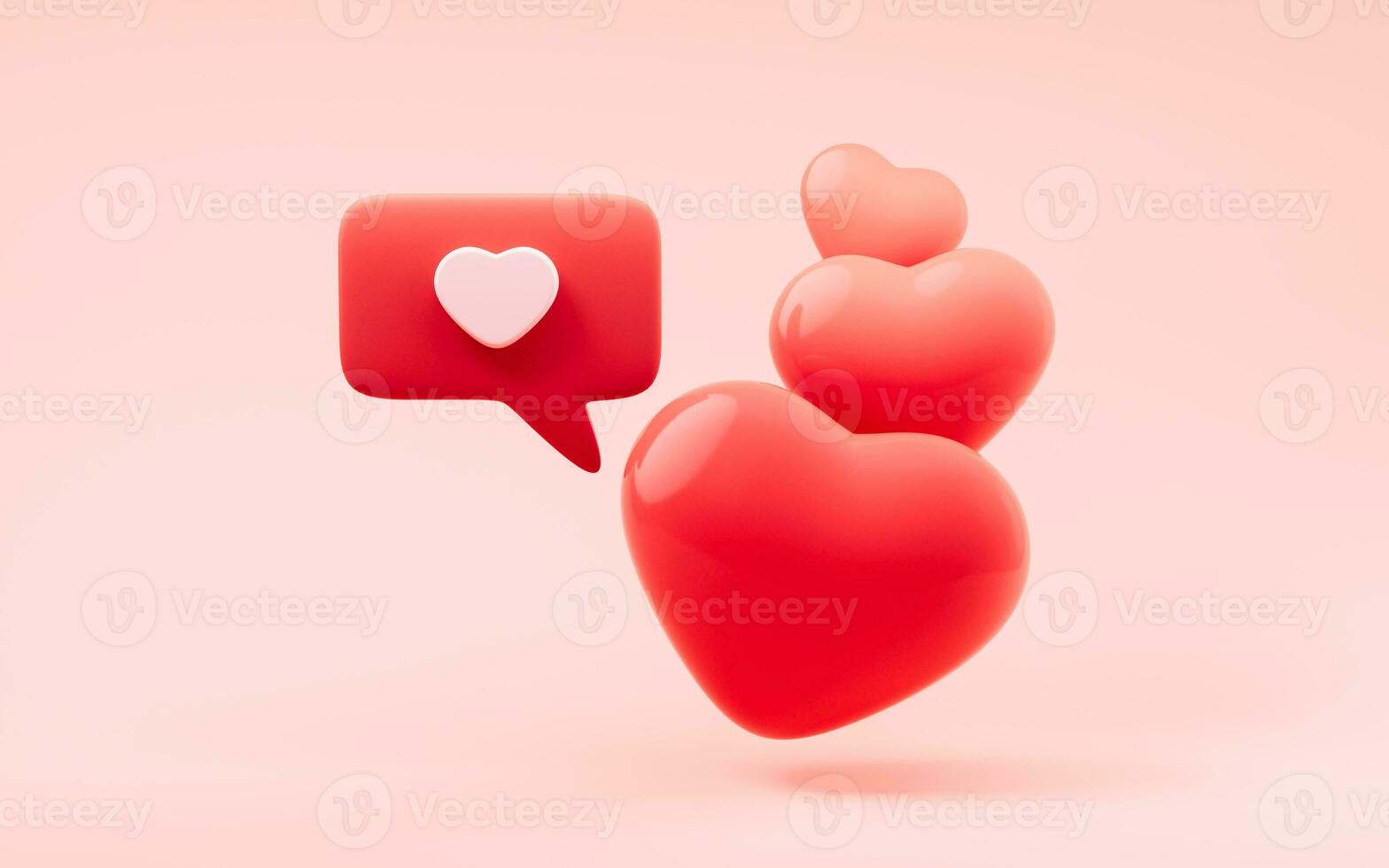 Love heart with 3d cartoon style, festival celebration, 3d rendering. photo