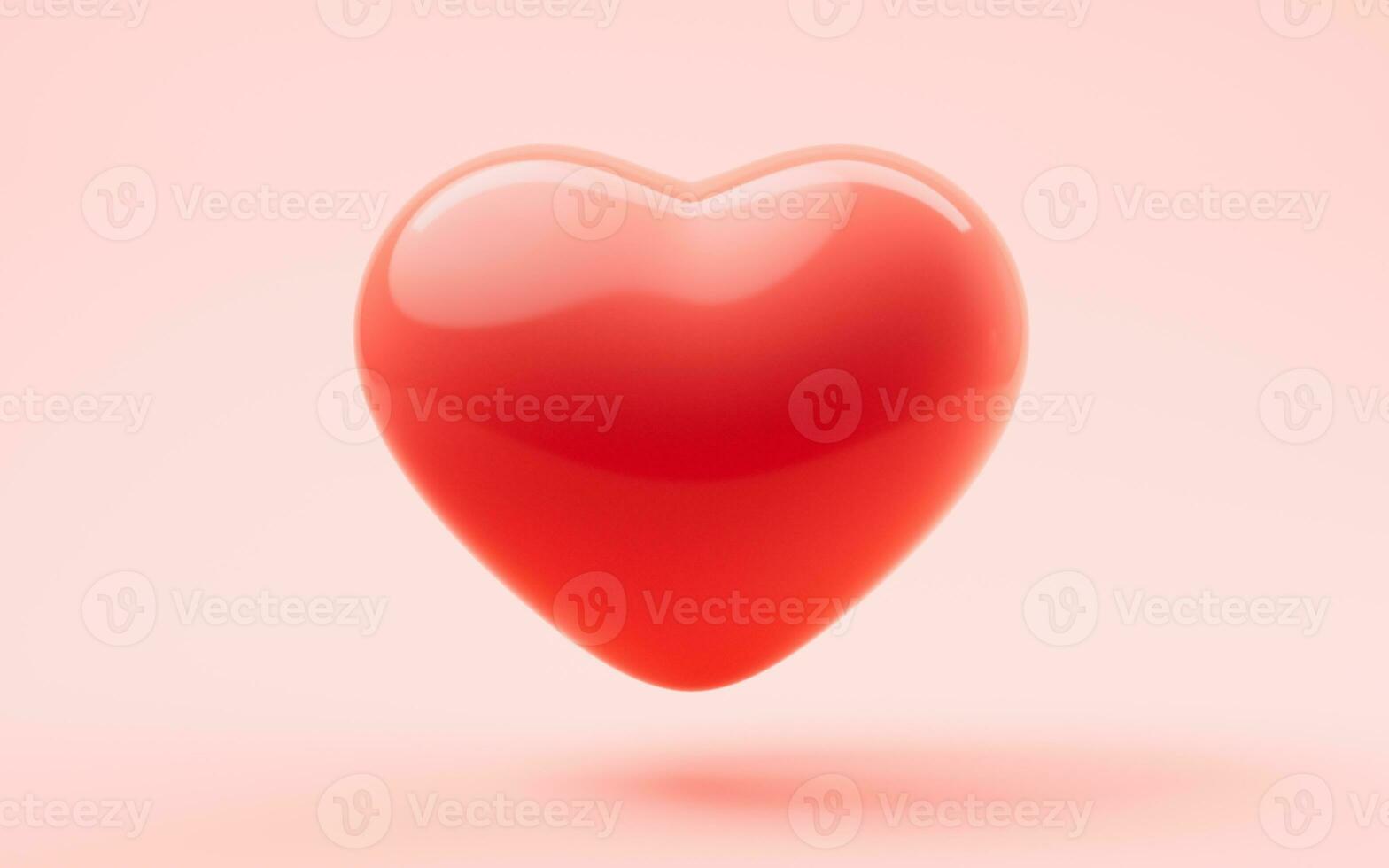 Love heart with 3d cartoon style, festival celebration, 3d rendering. photo