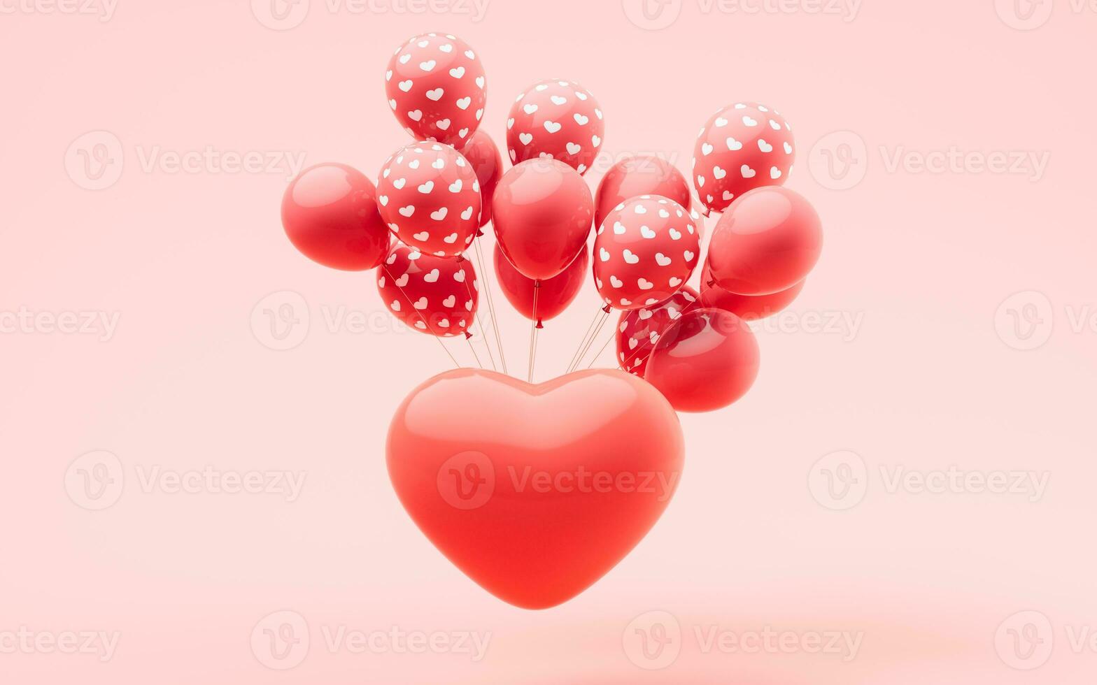 Love heart with 3d cartoon style, festival celebration, 3d rendering. photo