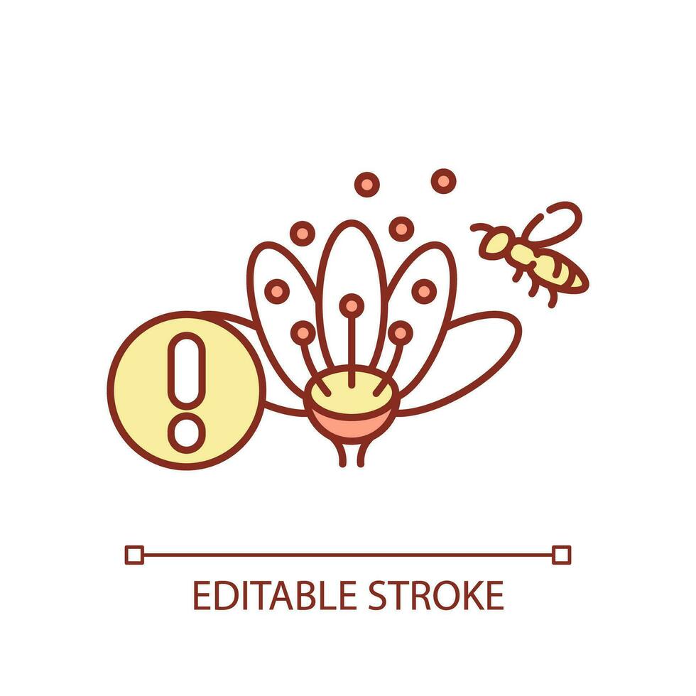 Editable altered pollination patterns icon representing heatflation, isolated vector, global warming impact linear illustration. vector