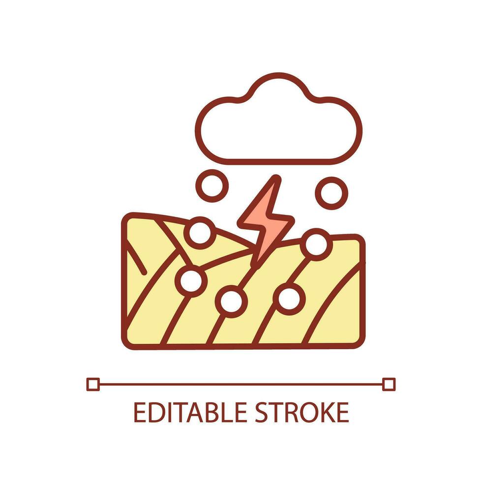 Editable growing resistant crops icon representing heatflation concept, isolated vector, linear illustration of solutions to global warming. vector