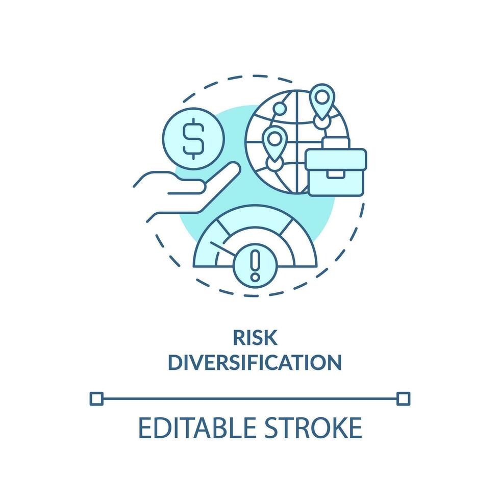 Editable risk diversification icon, isolated vector, foreign direct investment thin line illustration. vector