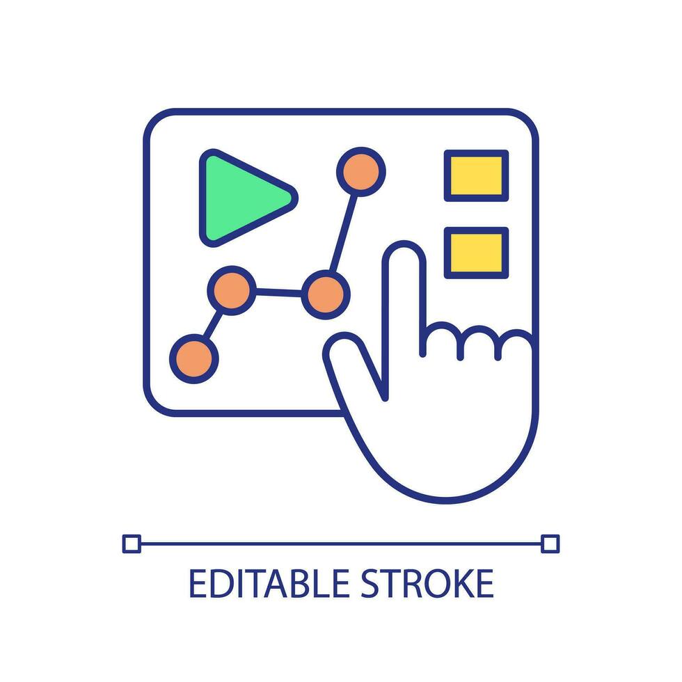 Video analytics RGB color icon. Digital marketing. Performance analysis. Content strategy. Tracking results. Social media. Isolated vector illustration. Simple filled line drawing. Editable stroke
