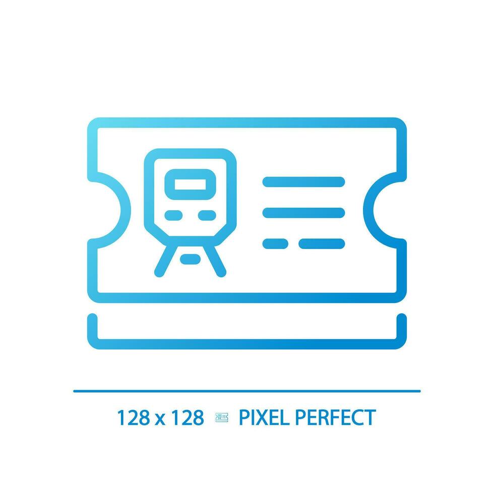 Ticket control pixel perfect gradient linear vector icon. Railway station. Train passenger. Public transportation. Thin line color symbol. Modern style pictogram. Vector isolated outline drawing