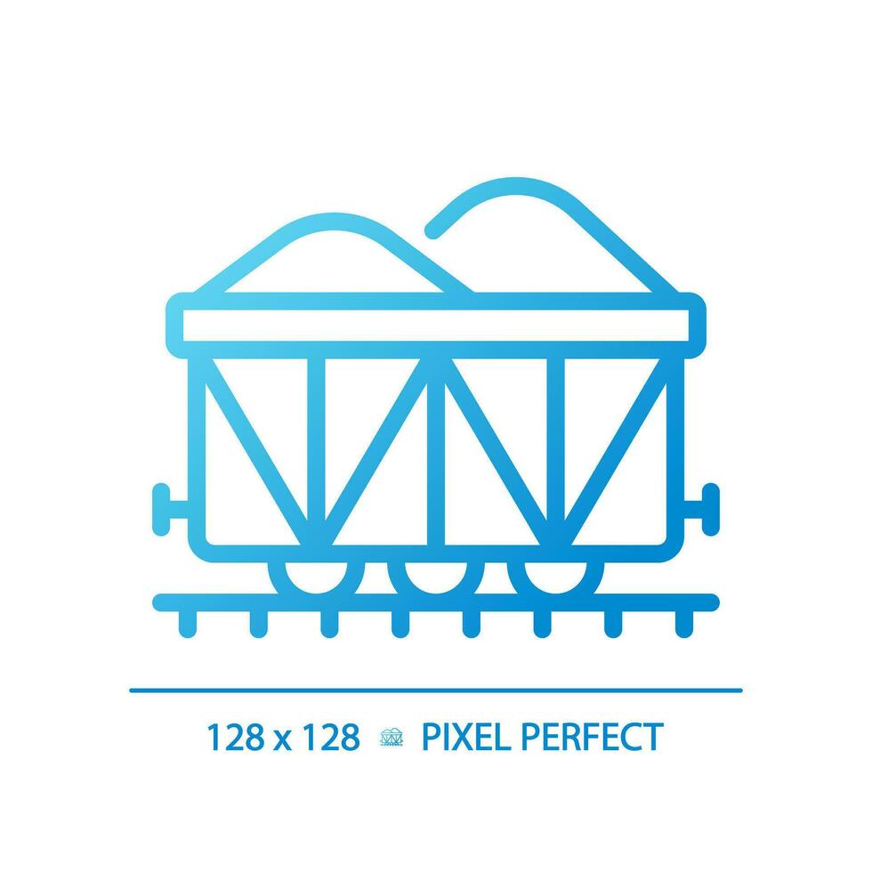 Open wagon pixel perfect gradient linear vector icon. Rail gondola. Railcar transportation. Freight shipping. Thin line color symbol. Modern style pictogram. Vector isolated outline drawing