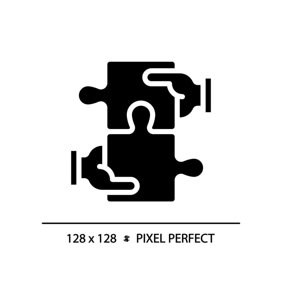 Collaboration for STEM pixel perfect black glyph icon. Students teamwork over project. Innovative education technology. Silhouette symbol on white space. Solid pictogram. Vector isolated illustration