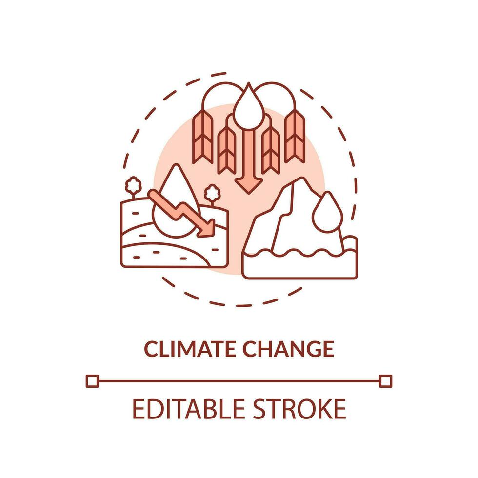 Climate changes terracotta concept icon. Ecological catastrophes. Water ...