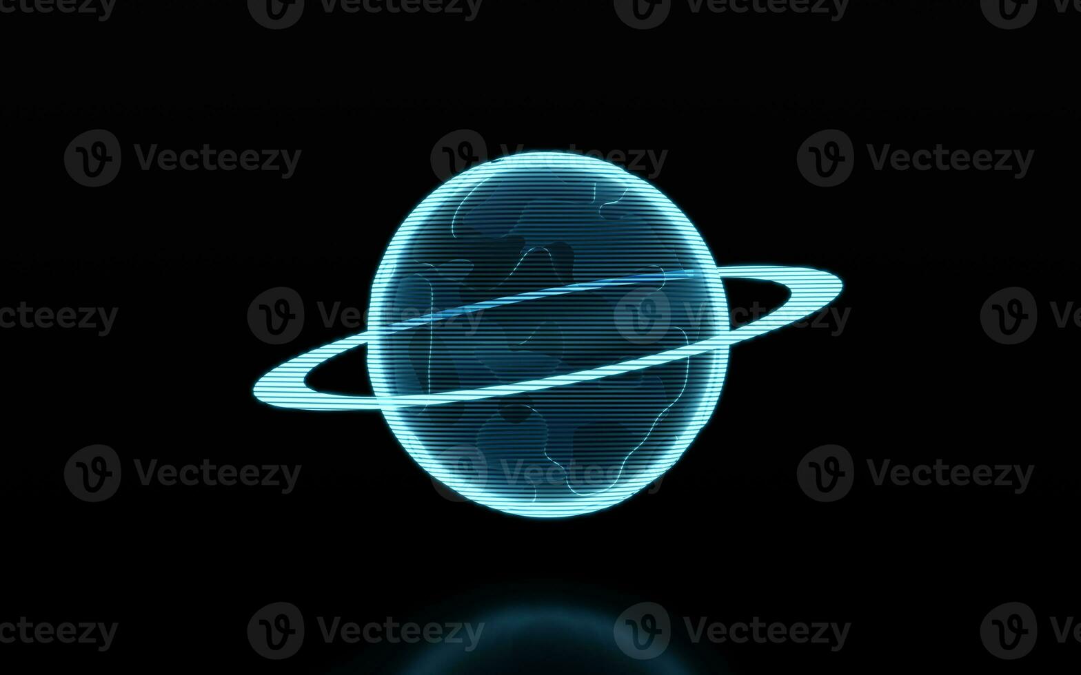 Planet with hologram figure, 3d rendering. photo