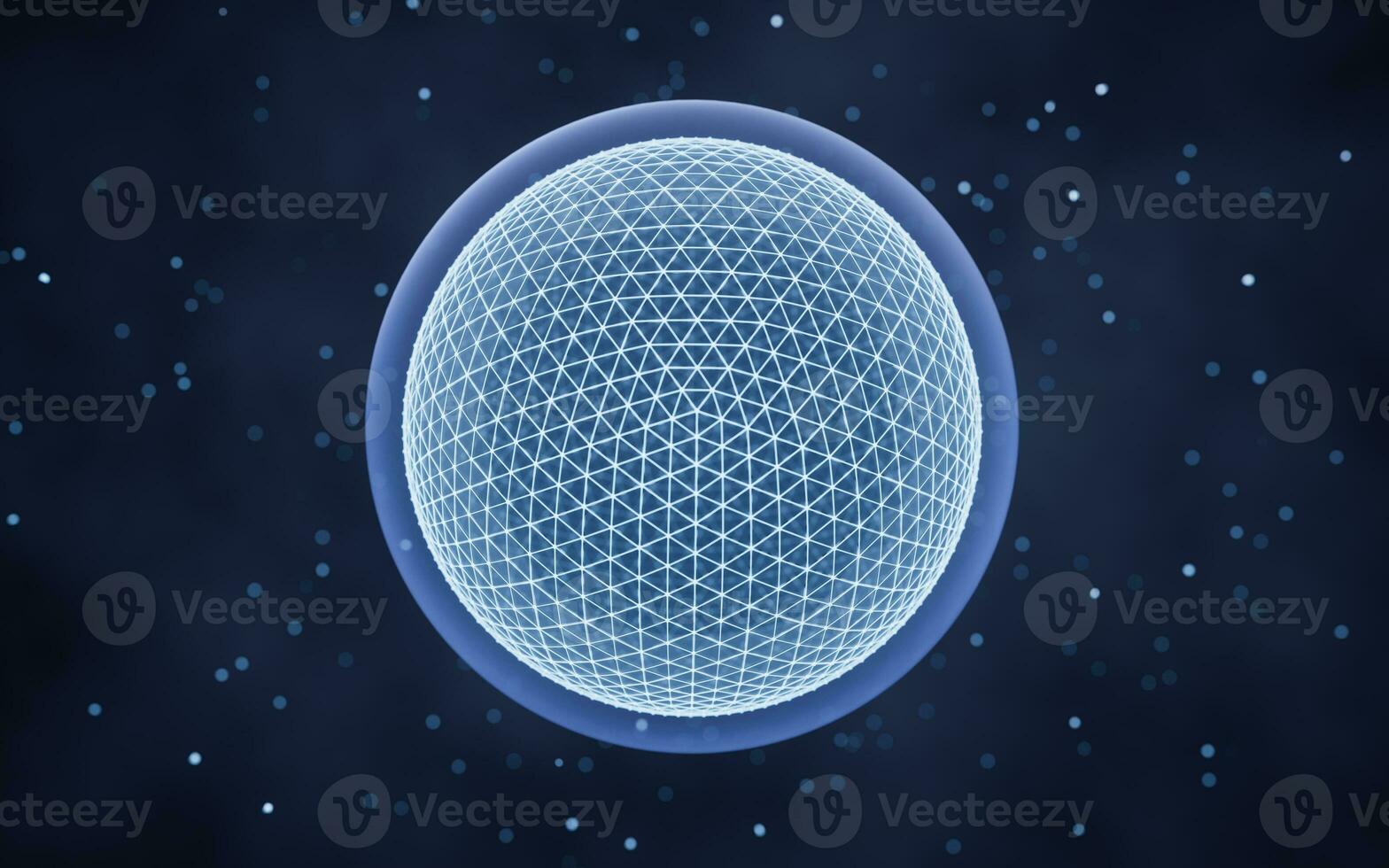 Digital sphere with glowing lines structure, 3d rendering. photo