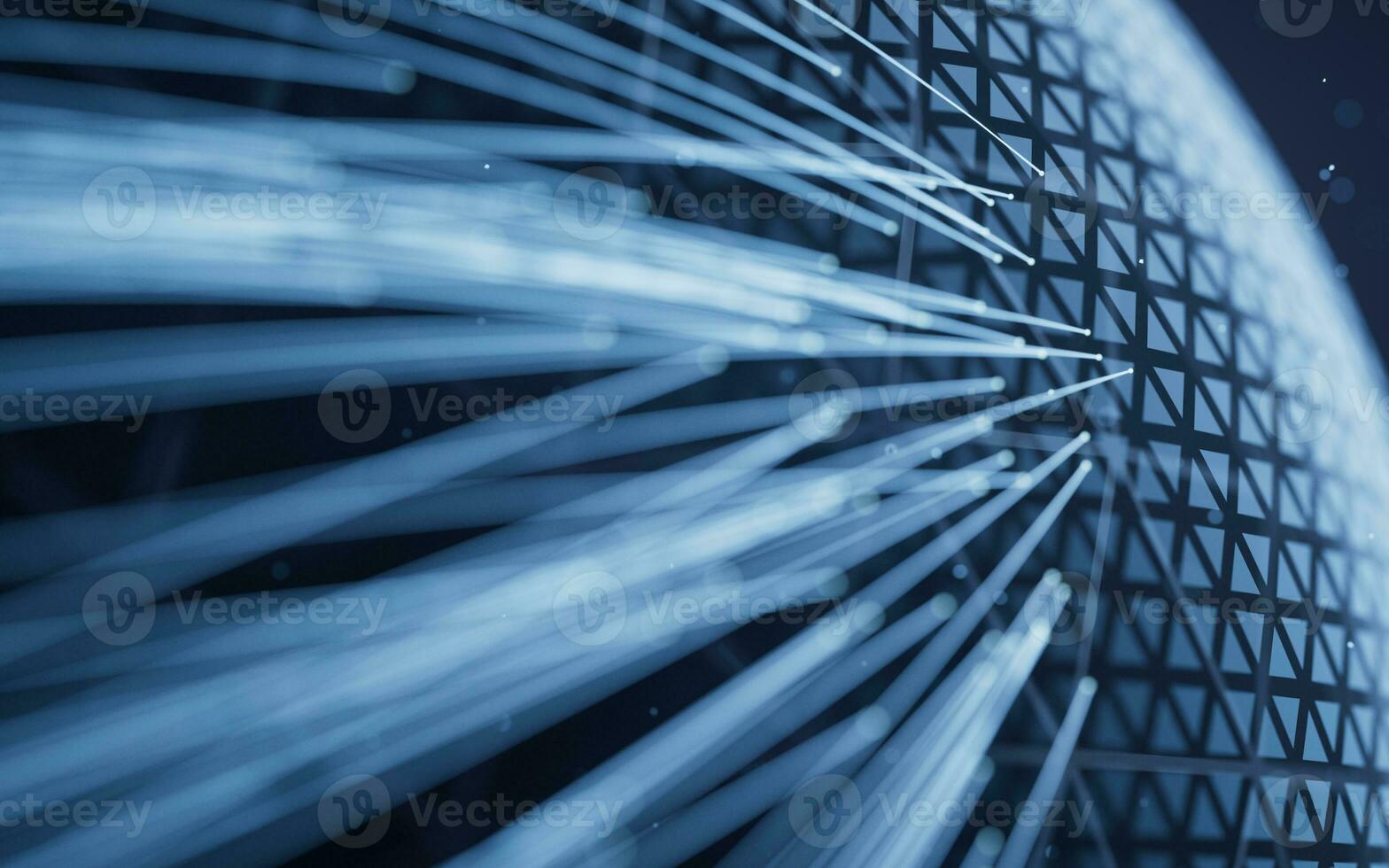 Digital sphere with glowing lines structure, 3d rendering. photo