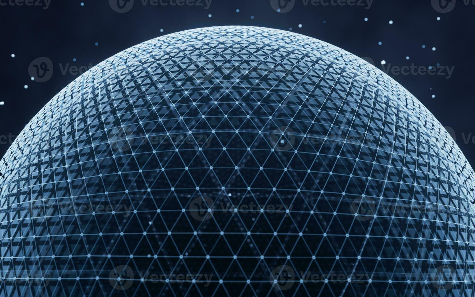 Digital sphere with glowing lines structure, 3d rendering. photo