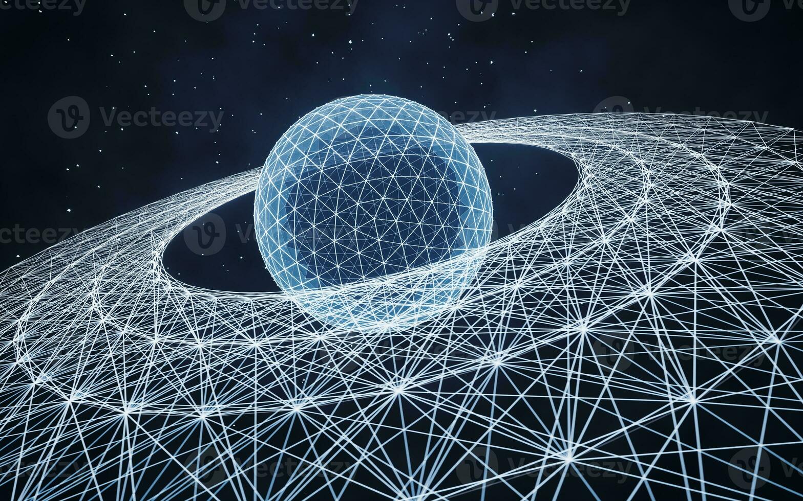 Digital sphere with glowing lines structure, 3d rendering. photo
