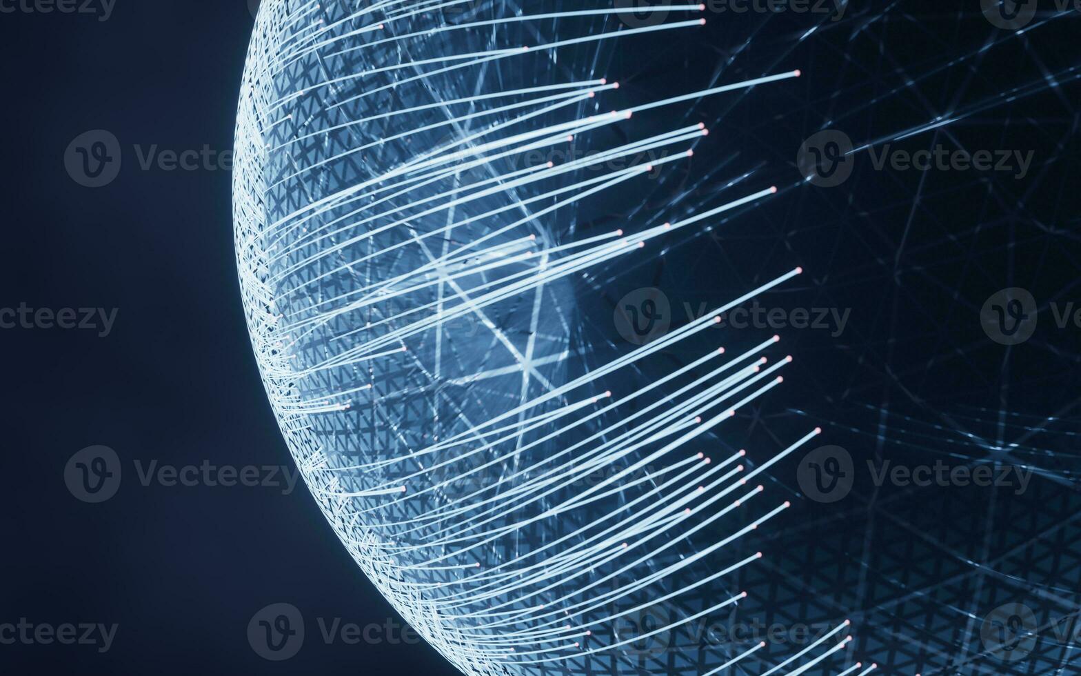 digital esfera con brillante líneas estructura, 3d representación. foto