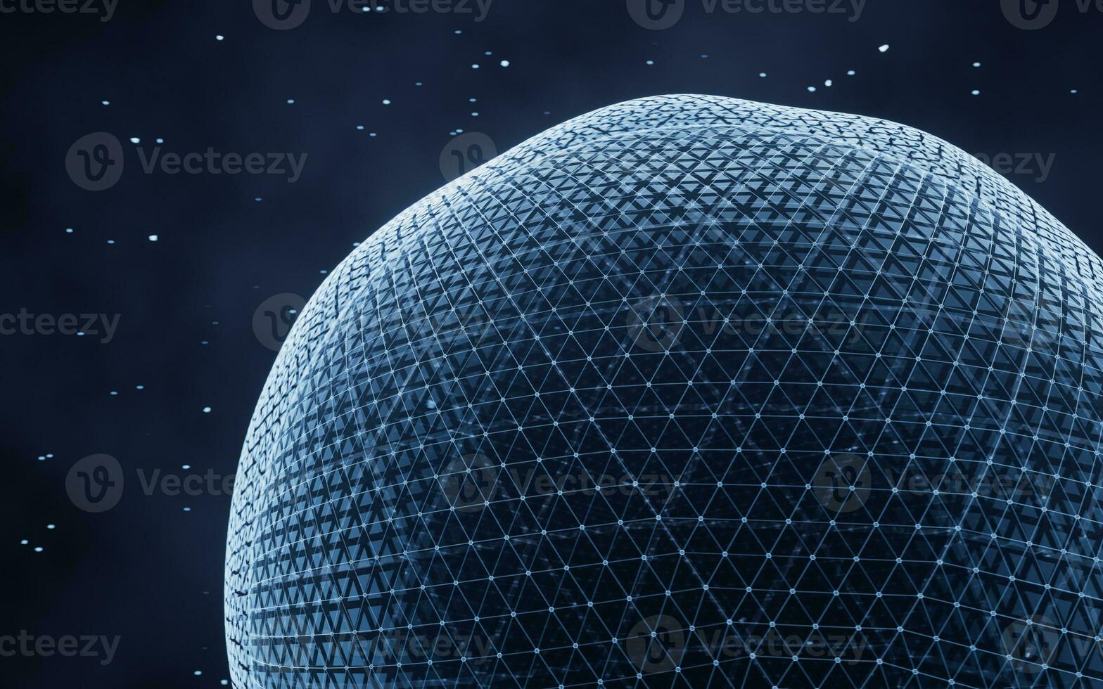 Digital sphere with glowing lines structure, 3d rendering. photo