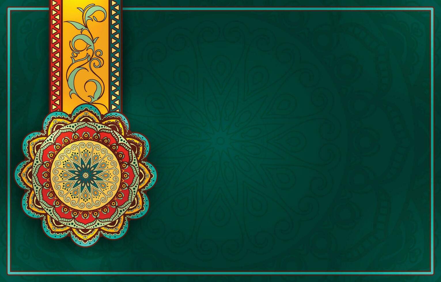 Decorative Ethnic Mandala Pattern with Green Background vector