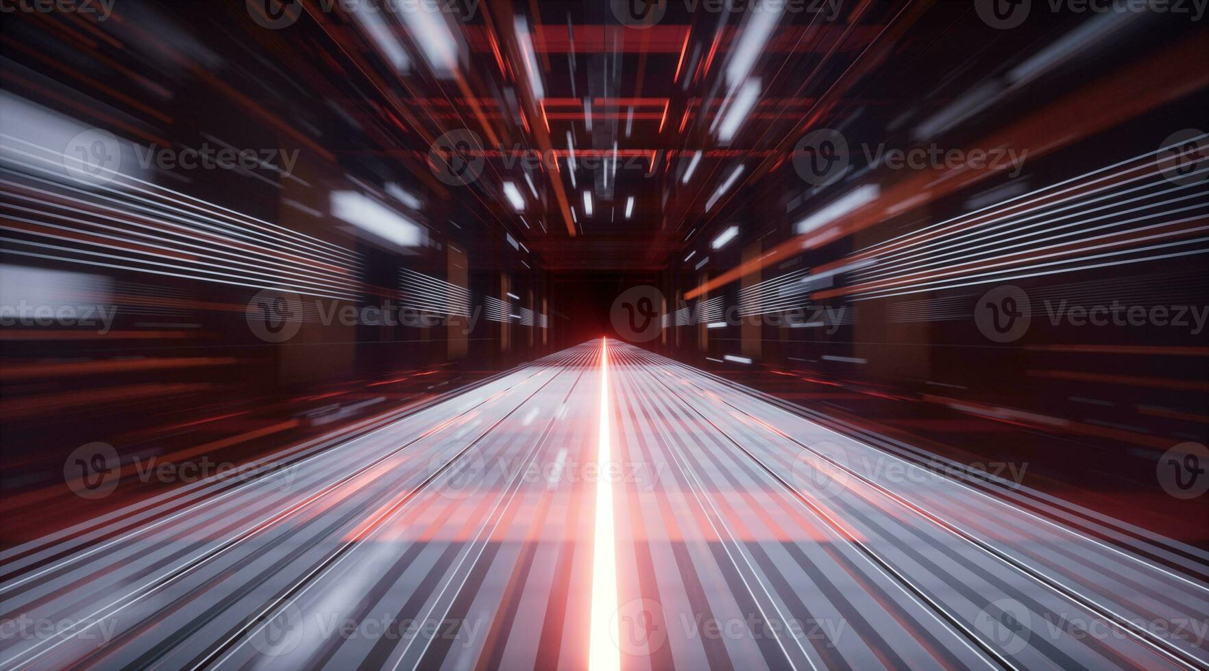 Digital cyberspace, sci-fi concept tunnel, 3d rendering. photo