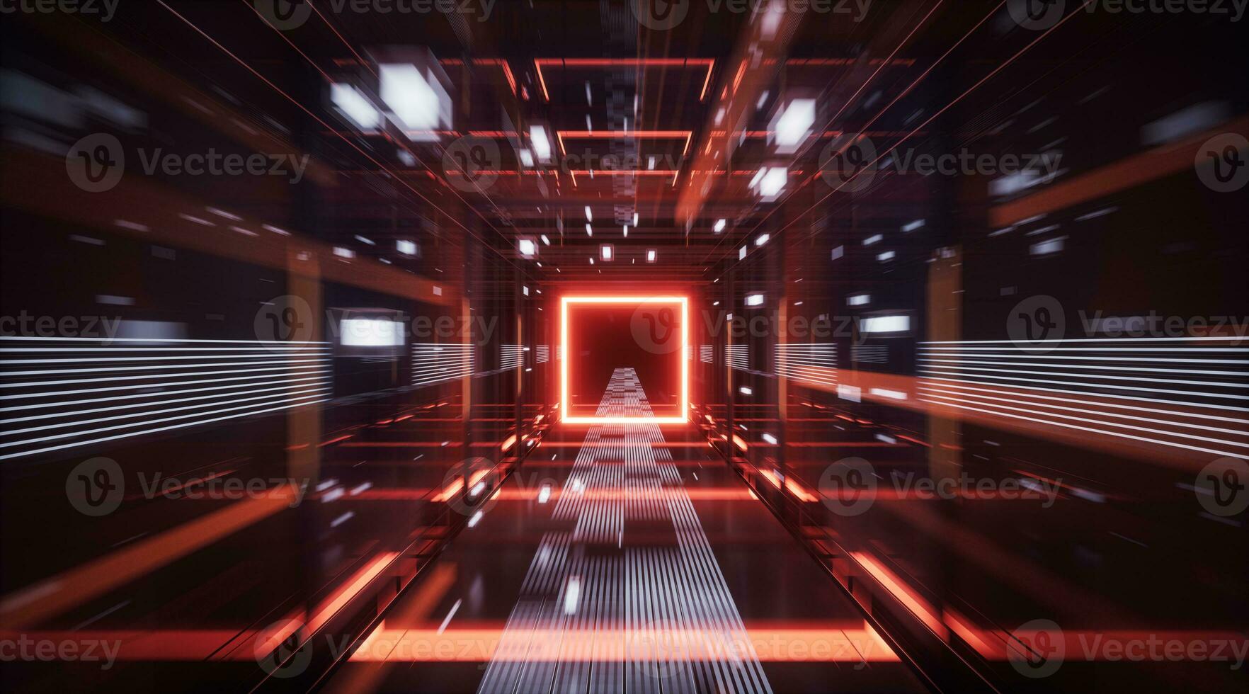Digital cyberspace, sci-fi concept tunnel, 3d rendering. photo