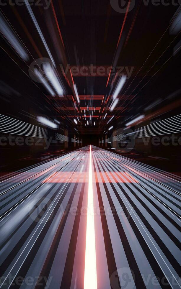 Digital cyberspace, sci-fi concept tunnel, 3d rendering. photo