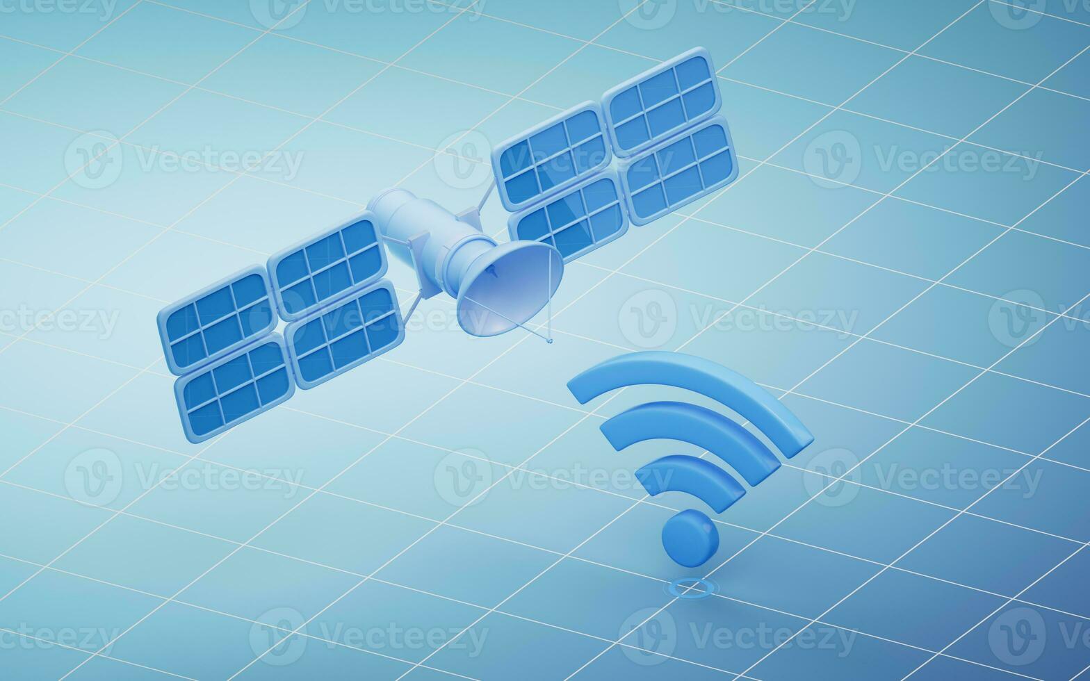 Wireless network technology with wifi sign, 3d rendering. photo