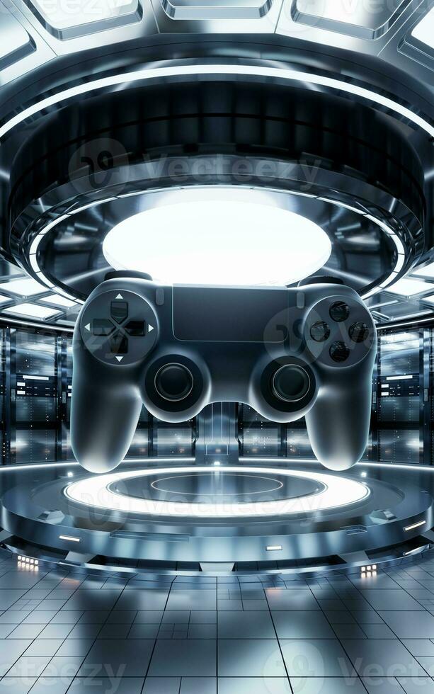 Futuristic stage and gamepad, 3d rendering. photo