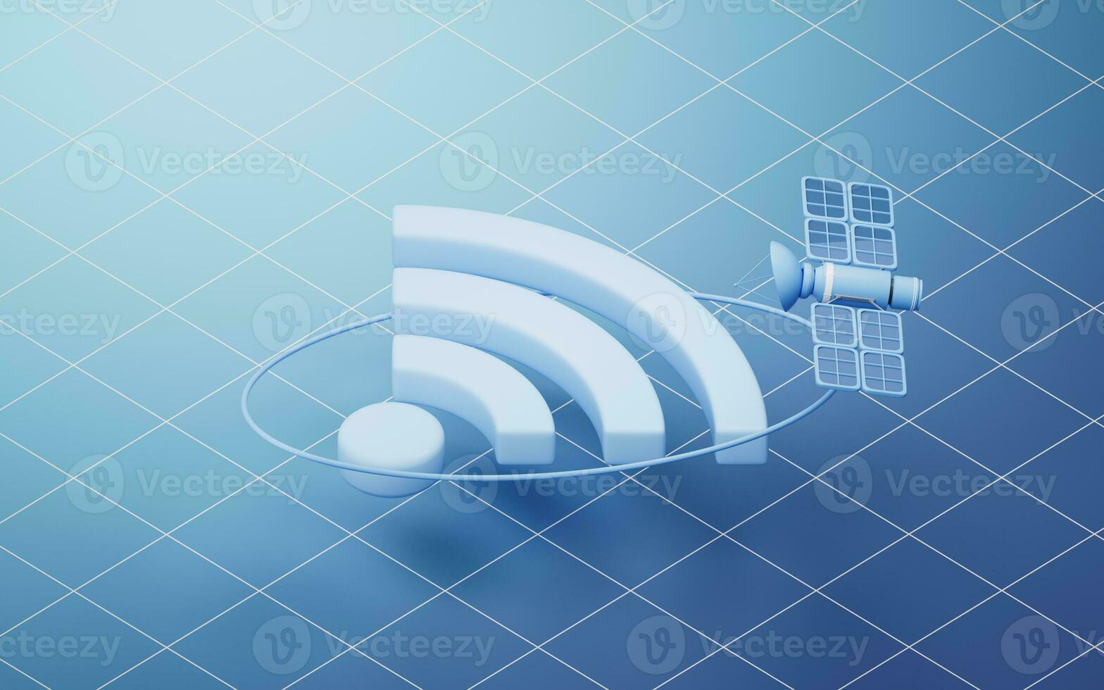 Wireless network technology with wifi sign, 3d rendering. photo