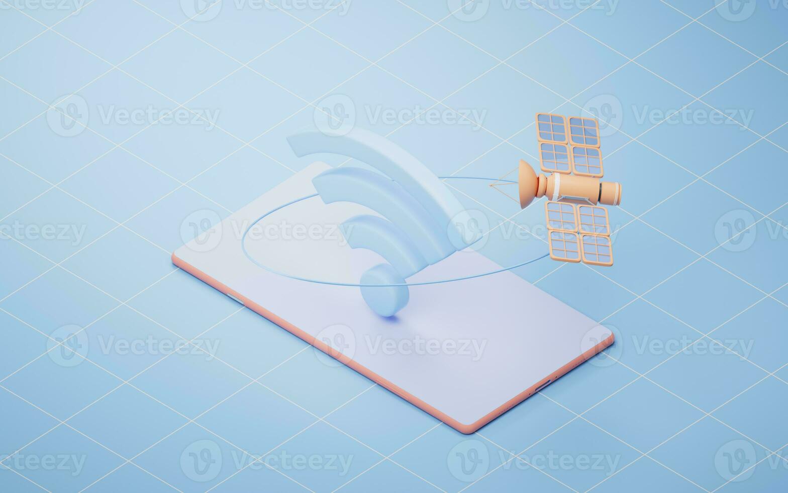 Wireless network technology with wifi sign, 3d rendering. photo