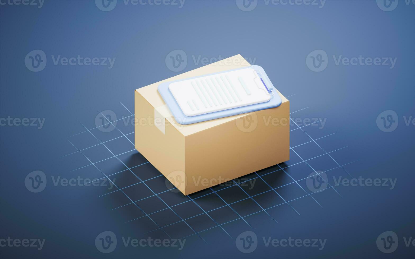 Packaging box with paper board, 3d rendering. photo