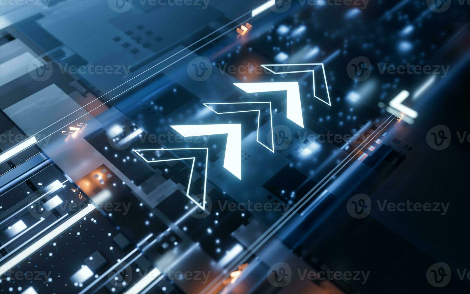 Fast speed electronic transmission circuit, 3d rendering. photo