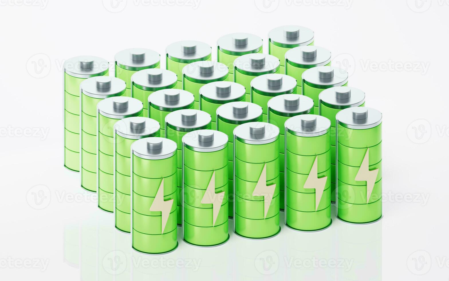 3D fast charge battery on white background, energy technology concept, 3d rendering. photo