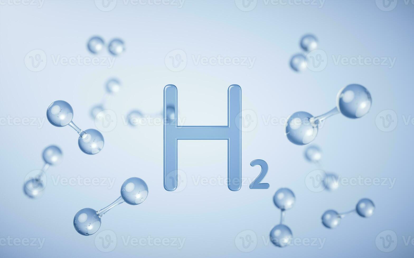 Hydrogen and molecules, 3d rendering. photo