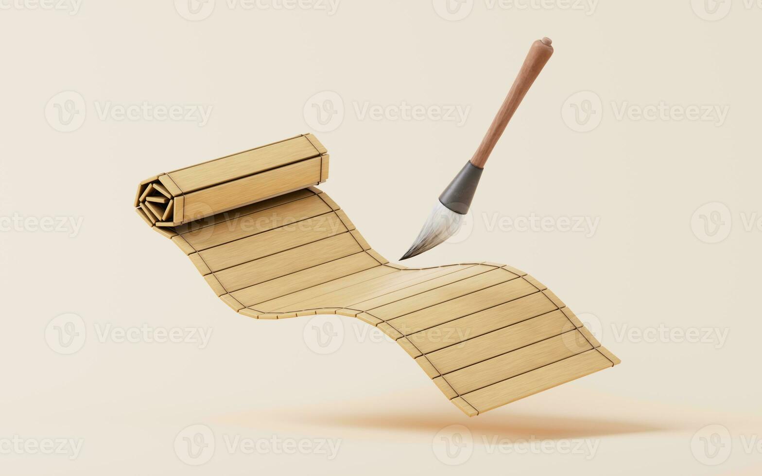Retro Chinese acient bamboo slip, 3d rendering. photo