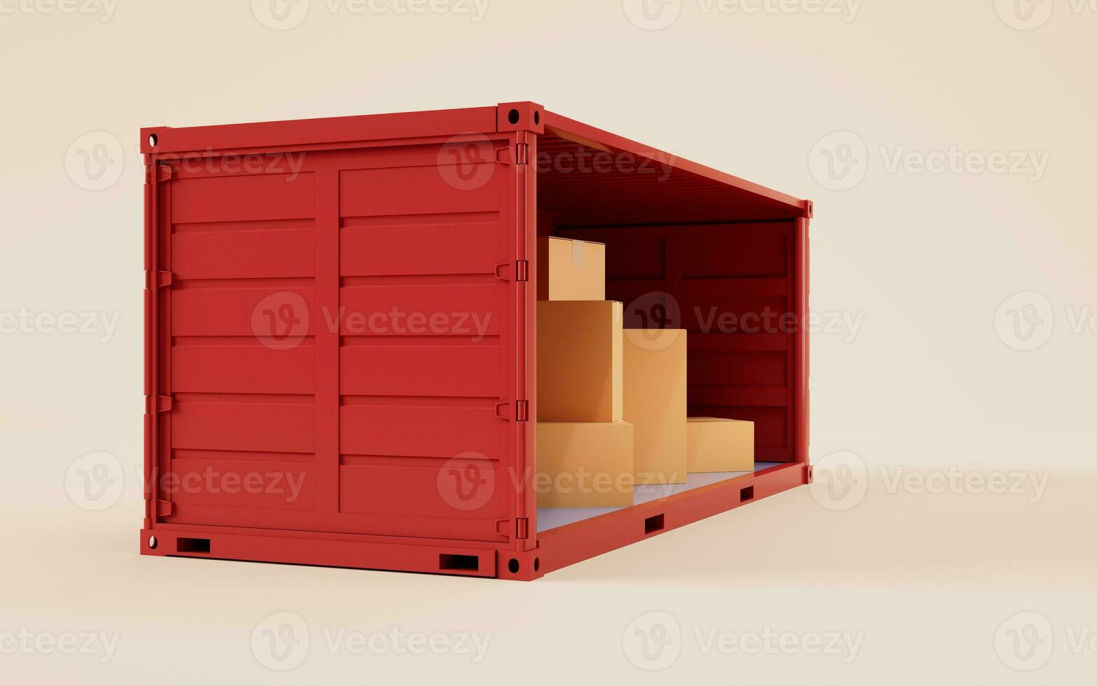 Cargo container, freight and export, 3d rendering. photo