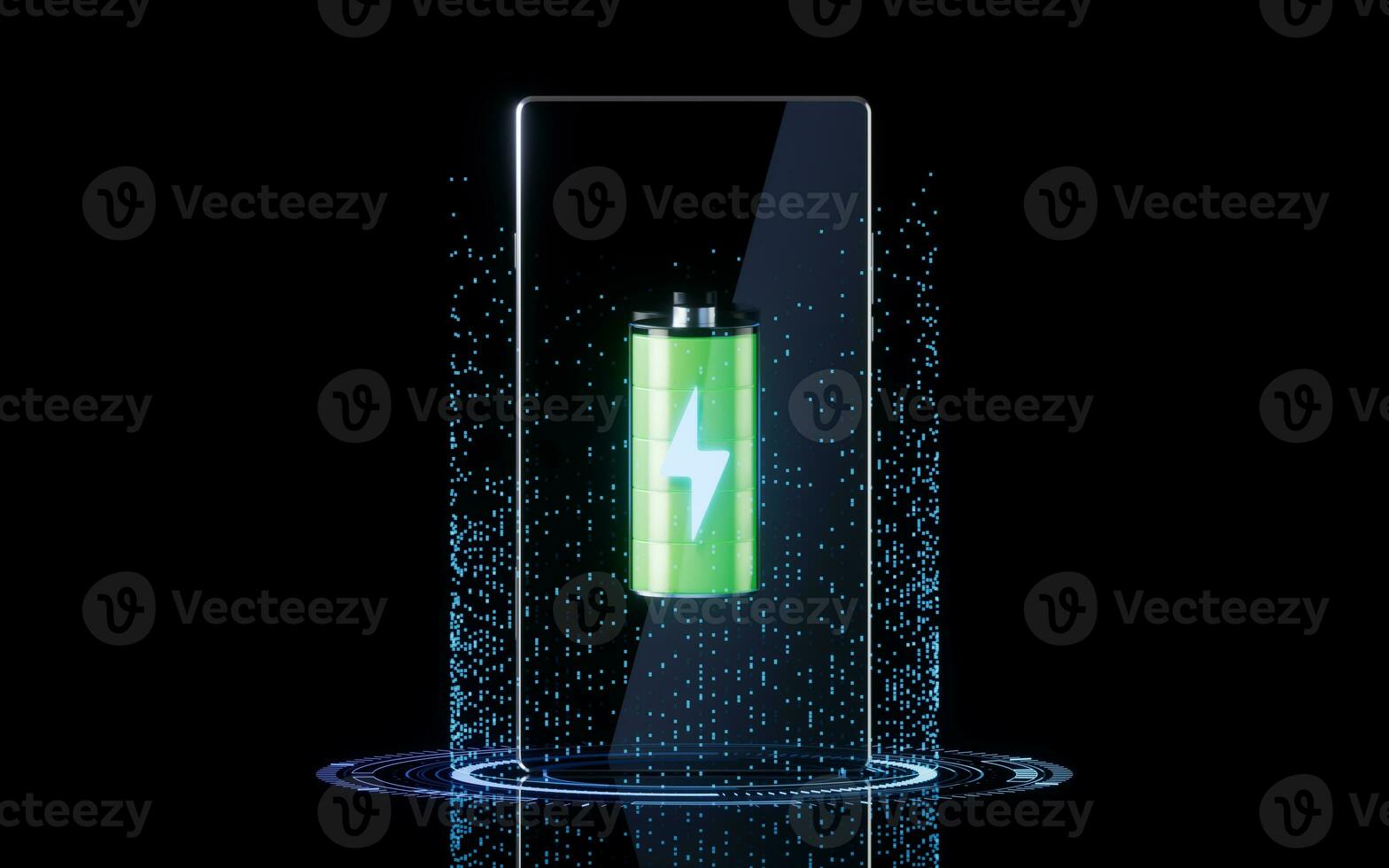 Mobile phone and battery, 3d rendering. photo