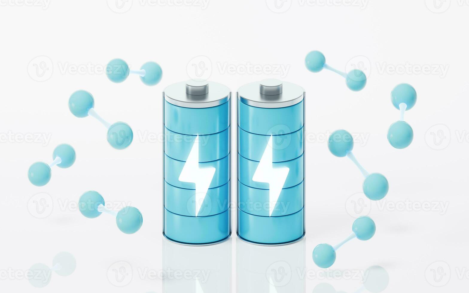 3D fast charge battery on white background, energy technology concept, 3d rendering. photo