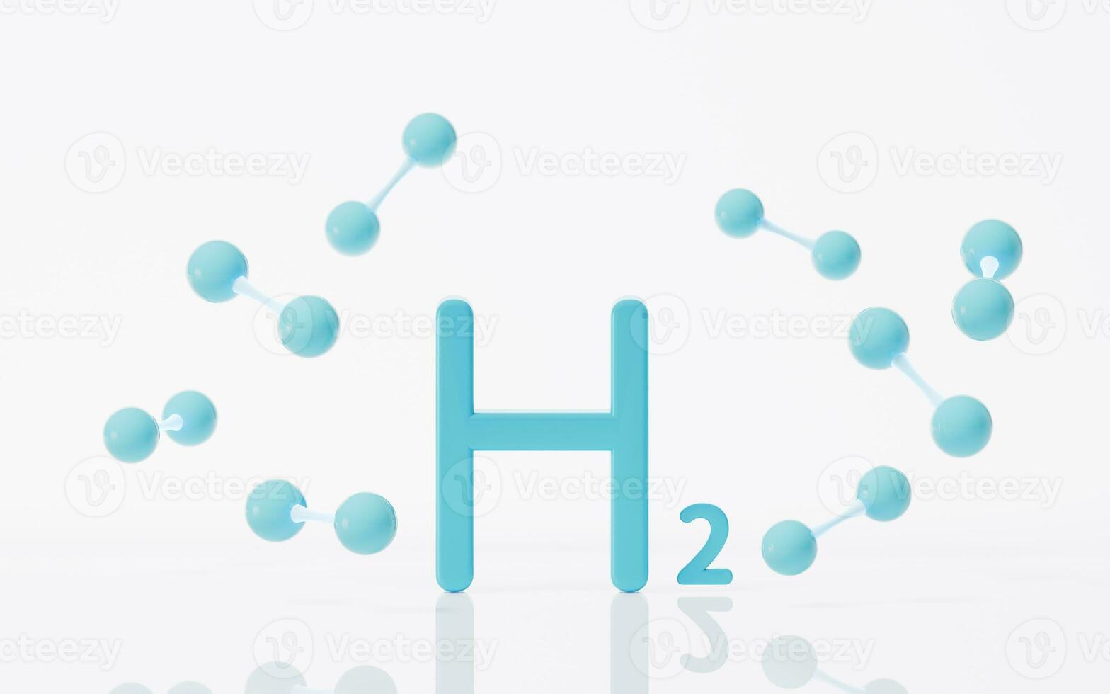 Hydrogen and molecules, 3d rendering. photo