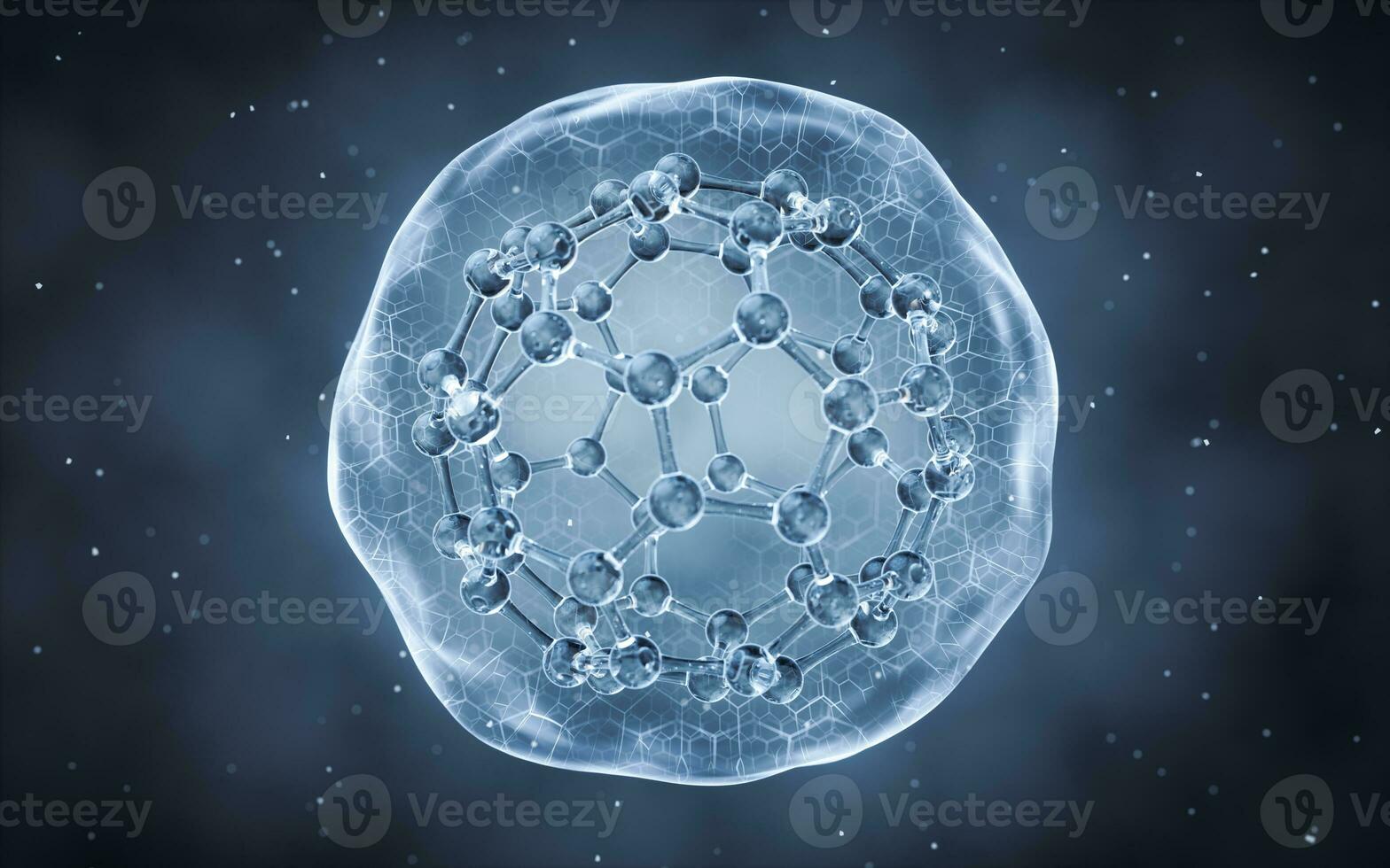 Organic sphere with molecule inside, 3d rendering. photo