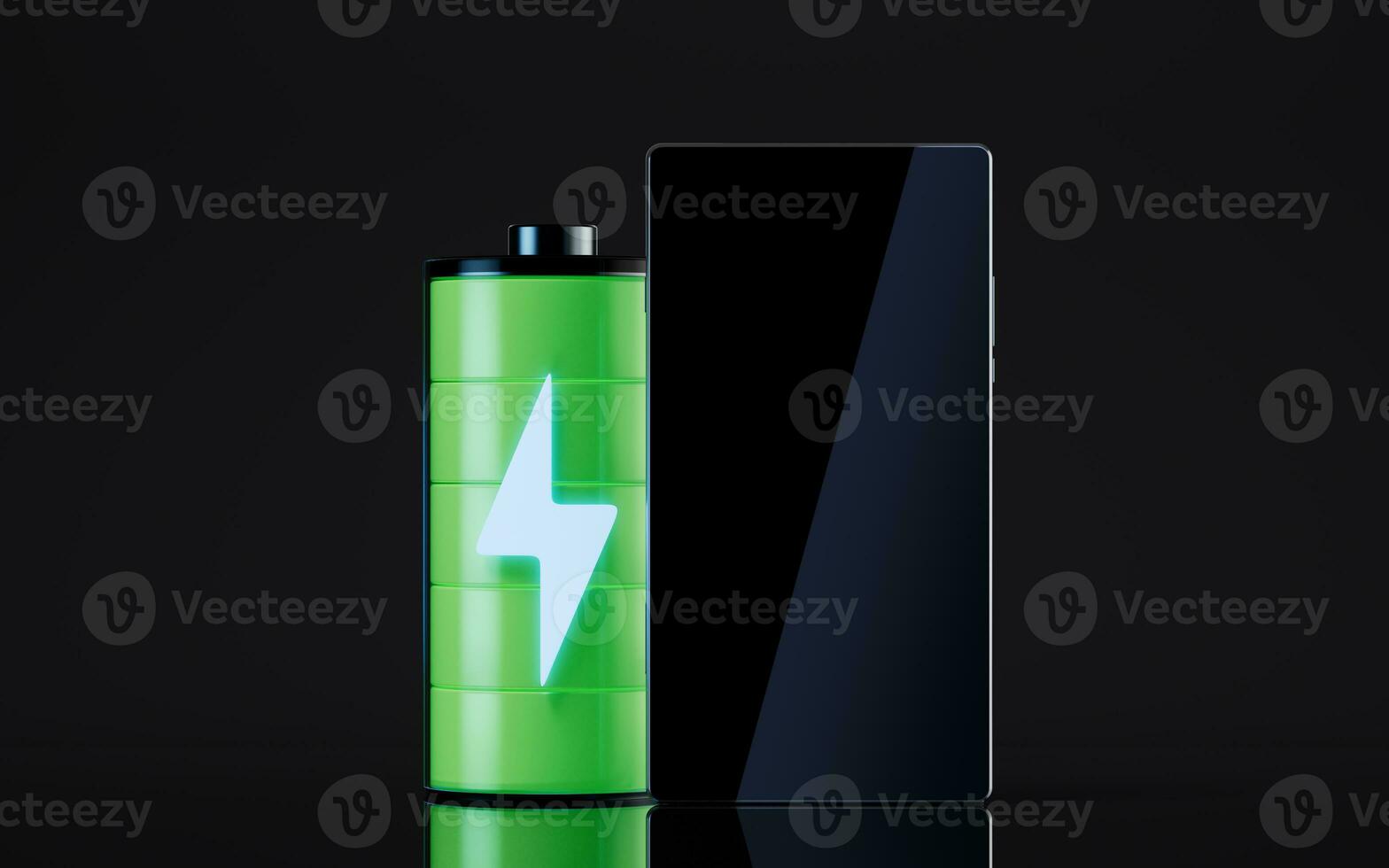 Mobile phone and battery, 3d rendering. photo