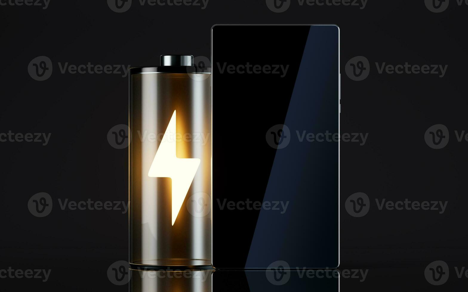 Mobile phone and battery, 3d rendering. photo